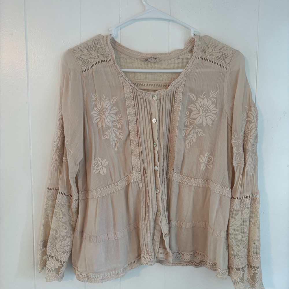 Spell Designs delicate embroidered blouse cardigan medium